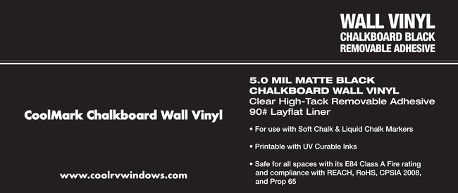 Cool Mark CM290-HTR Chalkboard Black Vinyl Removable Adhesive